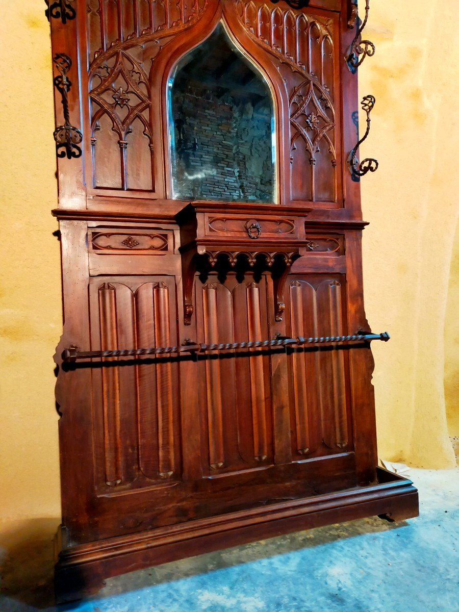 Paire De Vestiaires Porte Manteaux N&eacute;o Gothique de ch&acirc;teau (n&eacute;ogothique,vestiaire,m&eacute;di&eacute;val)-photo-4