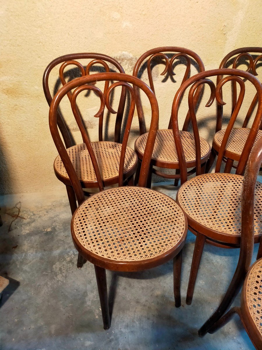 6 Or 12 Thonet Caned Bistro Chairs, Joseph Hofmann -photo-2