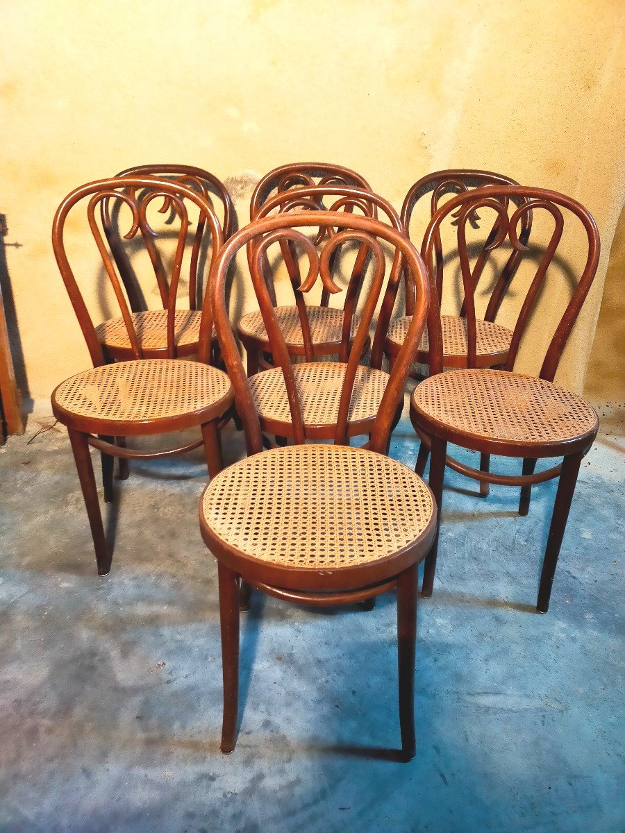 6 Or 12 Thonet Caned Bistro Chairs, Joseph Hofmann 