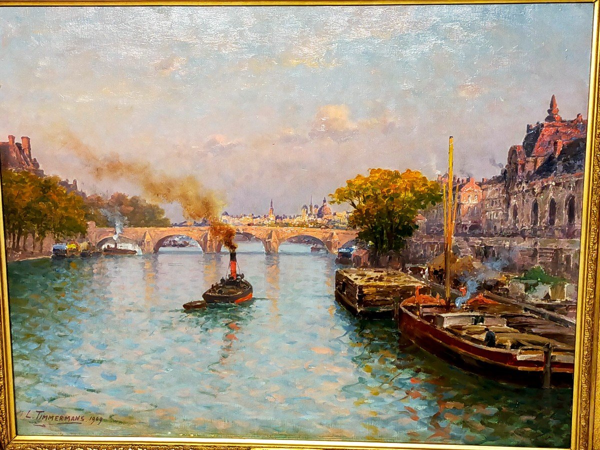 Louis Etienne Timmermans "the Seine At Paris Pont Royal"-photo-4