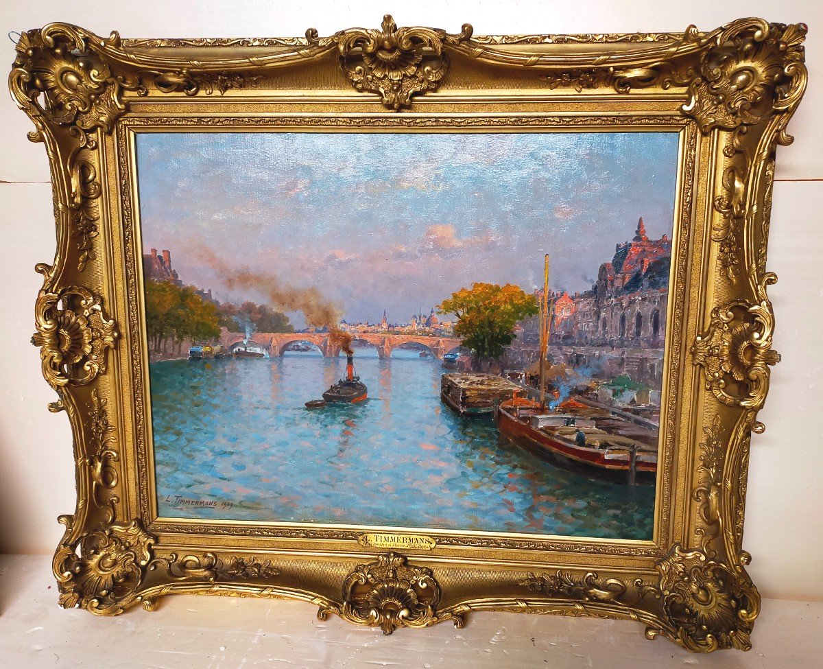 Louis Etienne Timmermans "the Seine At Paris Pont Royal"-photo-6