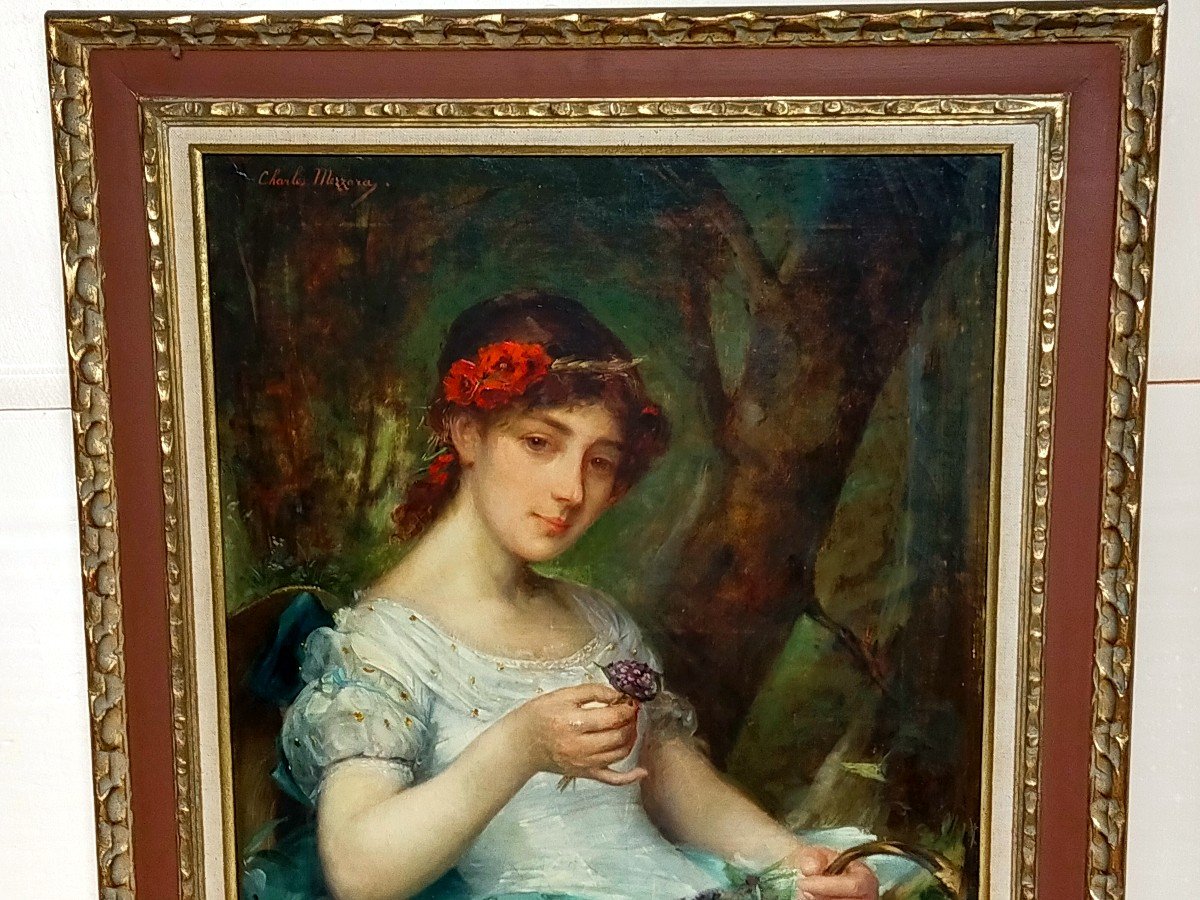 Charles Mezzara (xix) "i Young Lady With Flowers"-photo-2