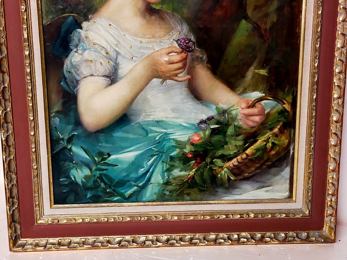 Charles Mezzara (xix) "i Young Lady With Flowers"-photo-3