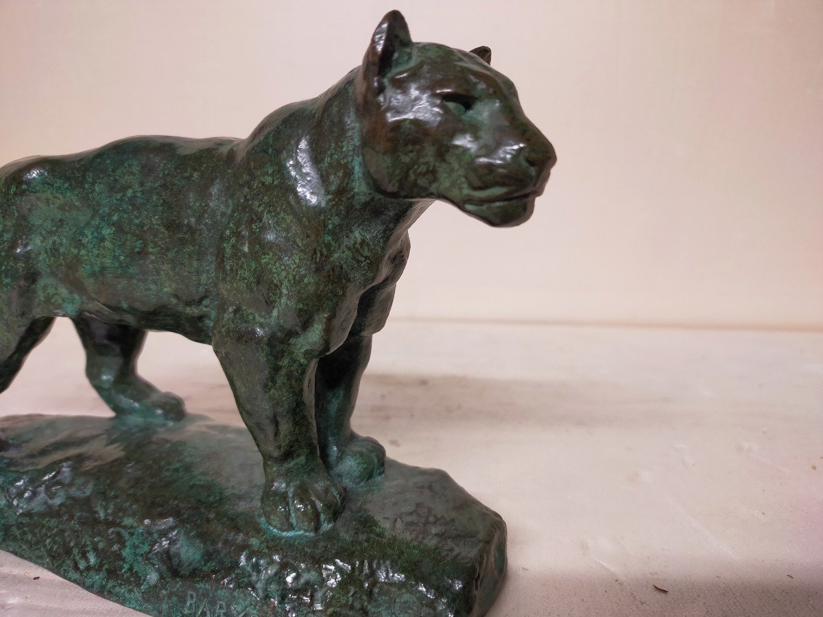 Bronze  Antoine Louis  Barye 1796-1875 "Le Jaguar" A Patine Verte Cachet Du Fondeur Colin-photo-4