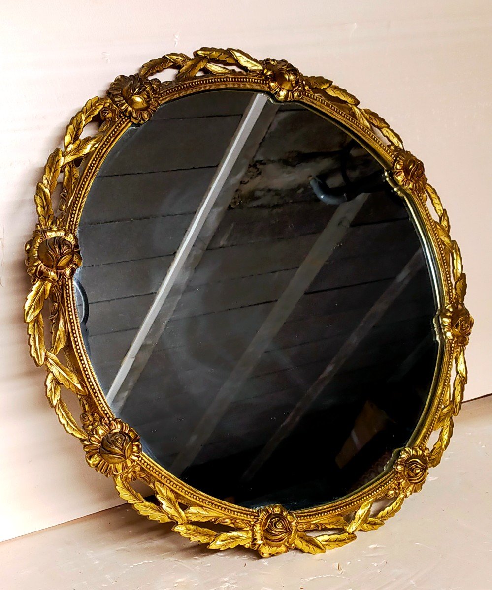 Miroir Art D&eacute;co En Bronze A D&eacute;cor Floral