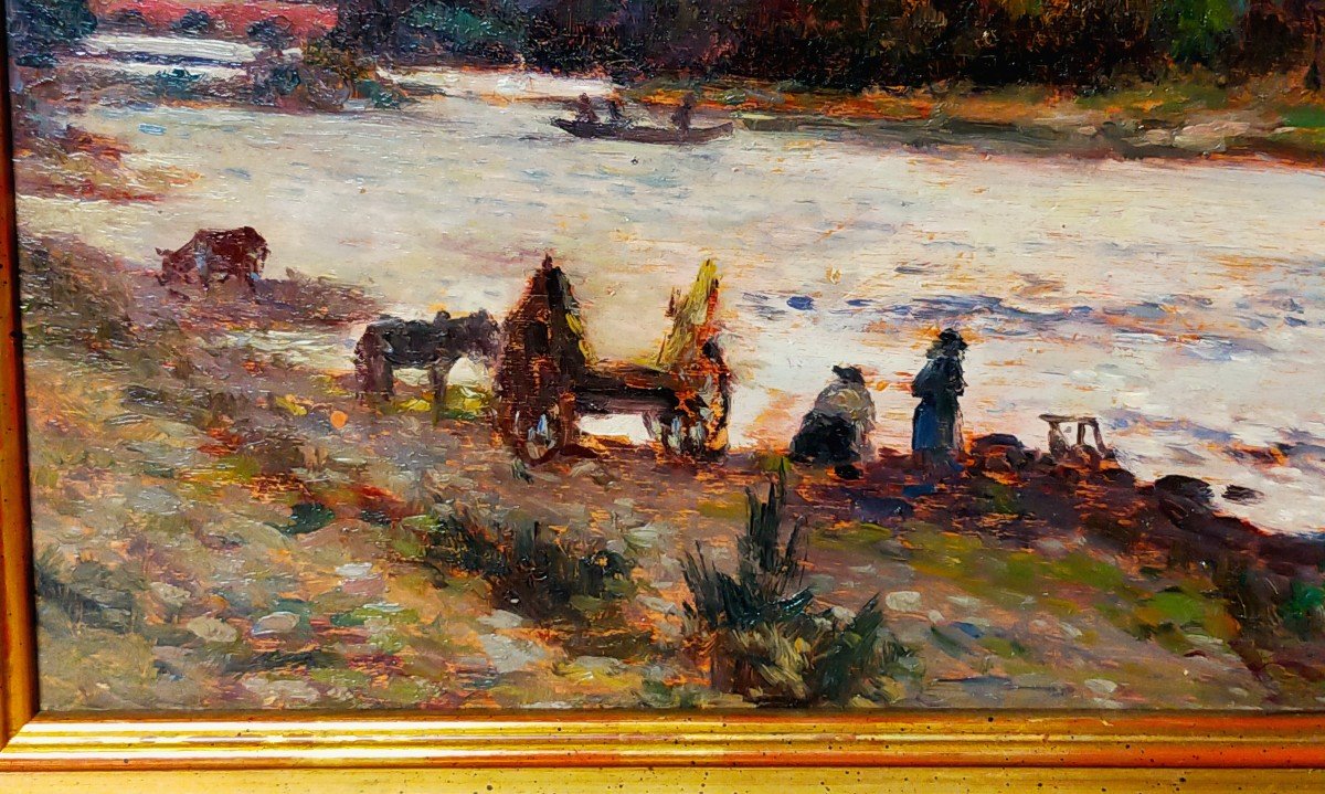 Fernand Maillaud (1862-1948) " La Halte En Bord De Rivière"( Ecole De Crozant ,creuse )-photo-4