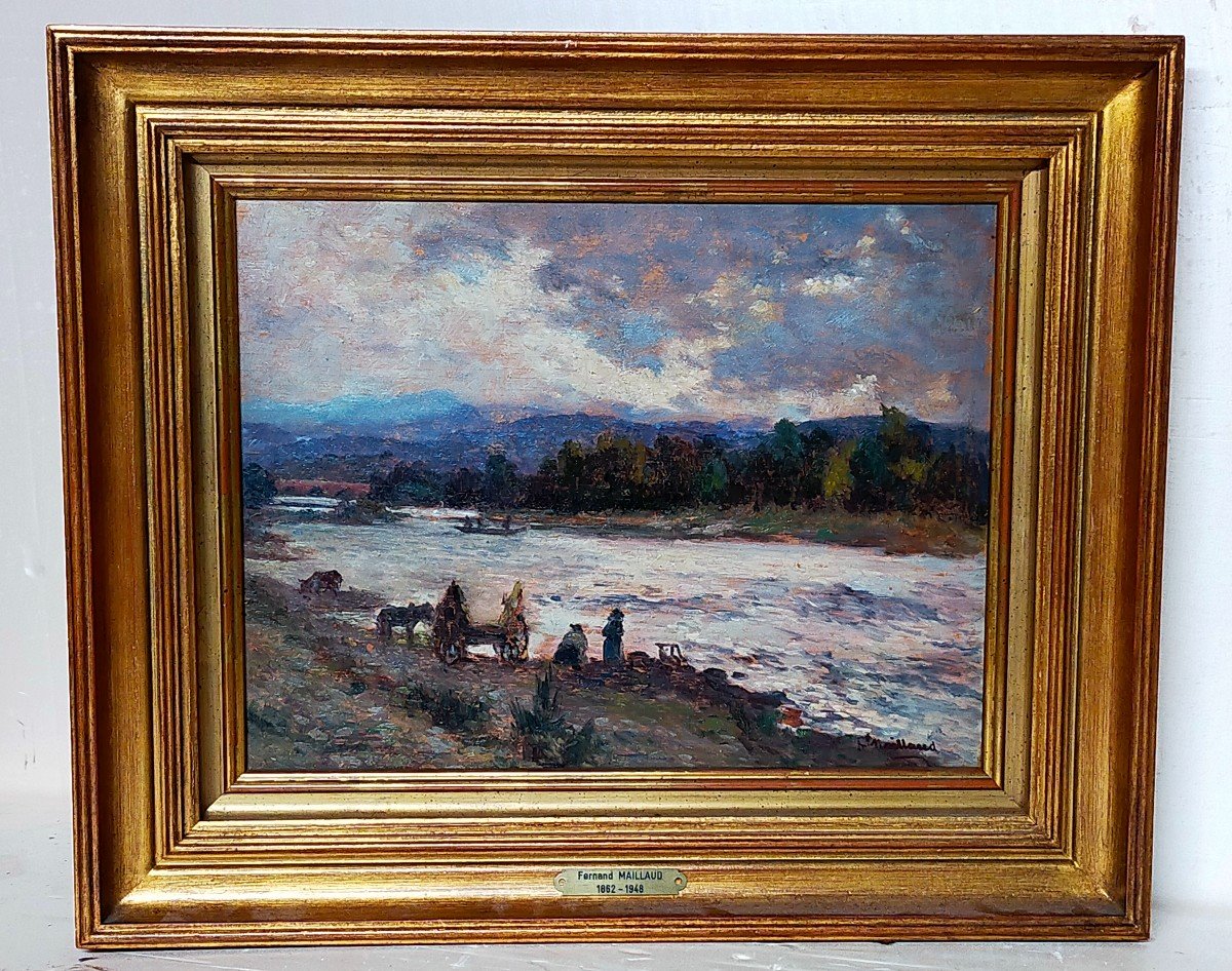 Fernand Maillaud (1862-1948) " La Halte En Bord De Rivière"( Ecole De Crozant ,creuse )