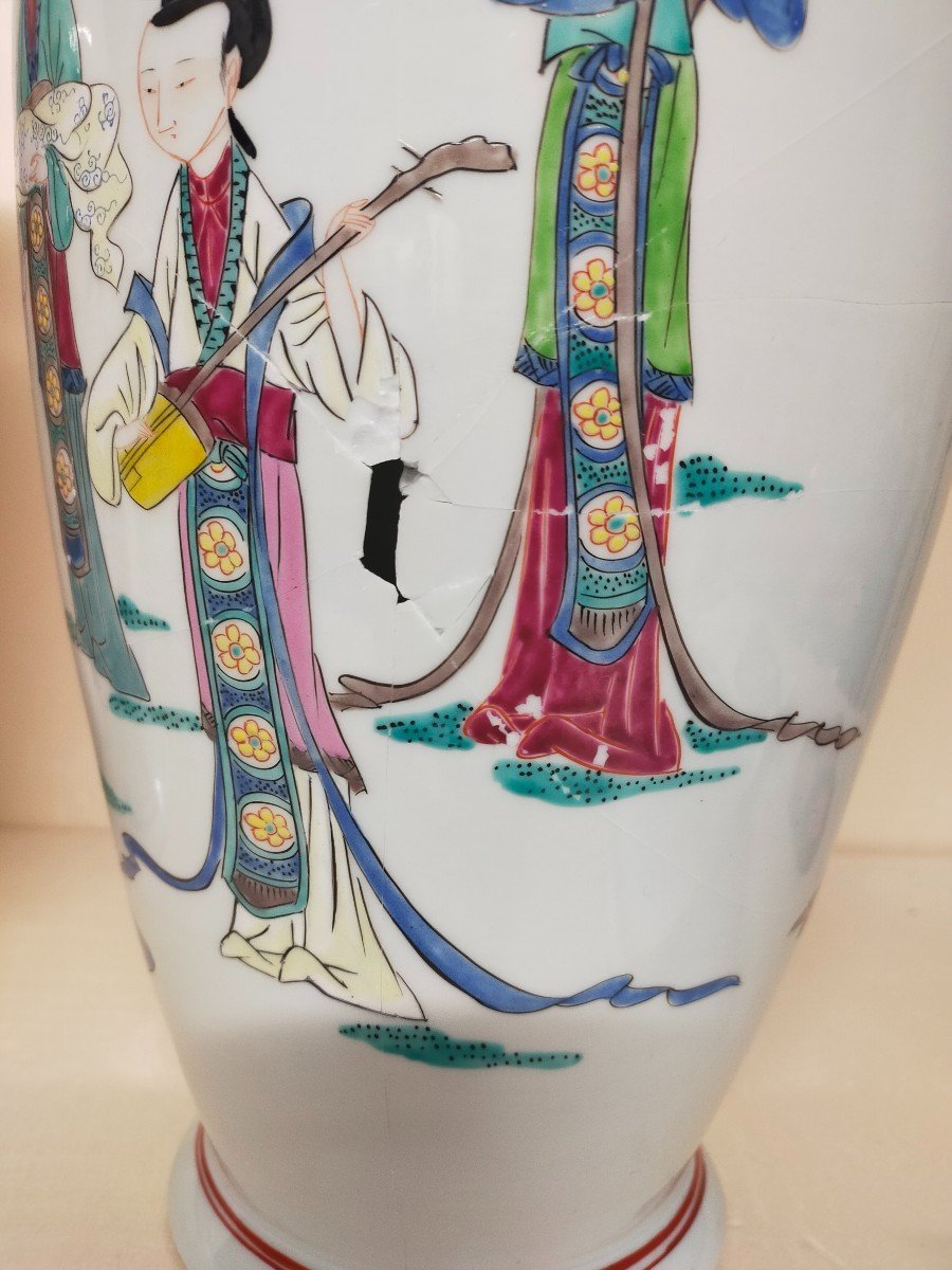 Paire De Vases En Porcelaine D&eacute;cor De Personnages Chine Asiatique -photo-7