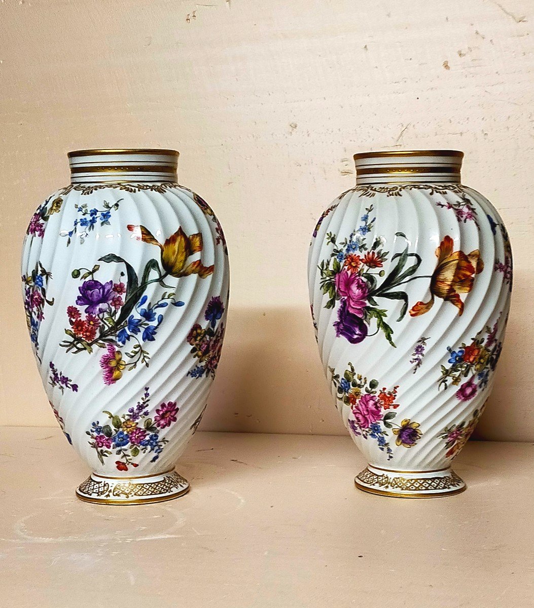 Paire De Vases En Porcelaine De Limoges (haviland Bernardaud Pouyat..)-photo-2