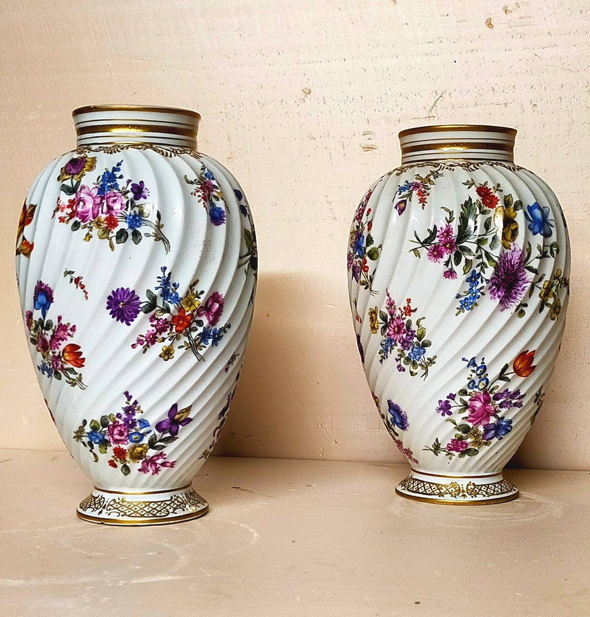 Pair Of Limoges Porcelain Vases (haviland Bernardaud Pouyat..)