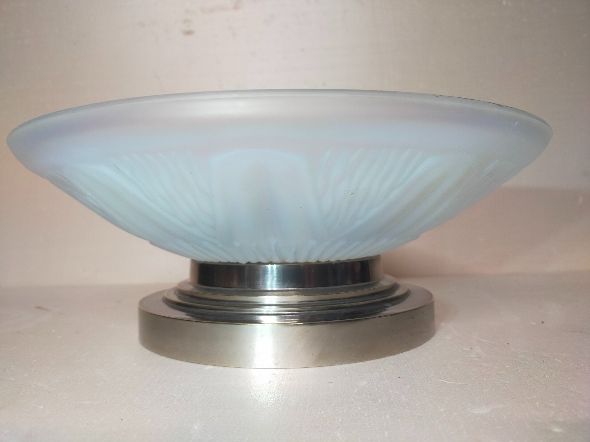 Opalescent Glass Fruit Bowl Signed France (ezan Sabino Etling Verlys)