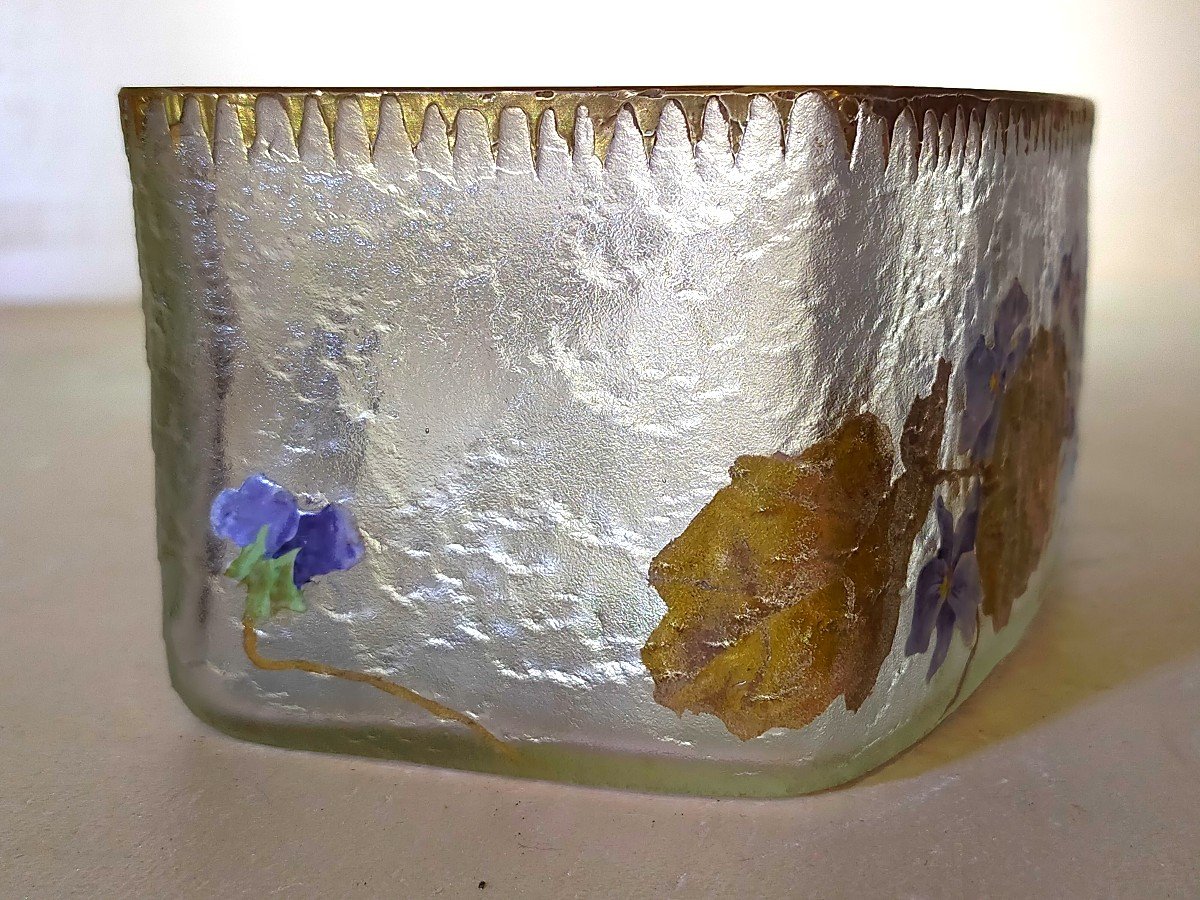 Legras Montjoye Enameled Cup Decorated With Violets (daum Gallé School Of Nancy)-photo-3