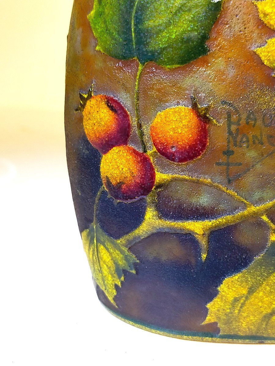 Daum Vase With Hazelnut Decor (nancy Gallé Majorelle ..)-photo-3