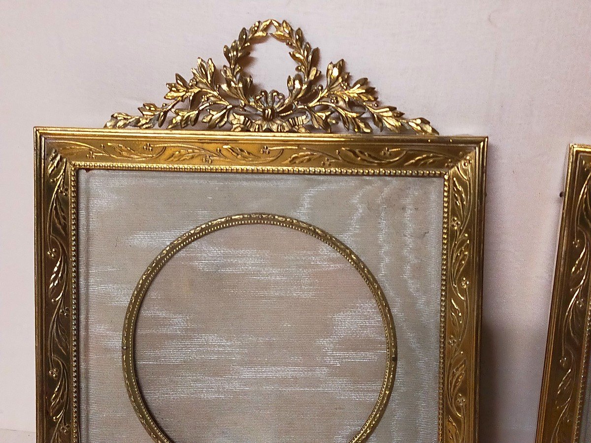 Two Louis XVI Style Brass Photo Frames-photo-3