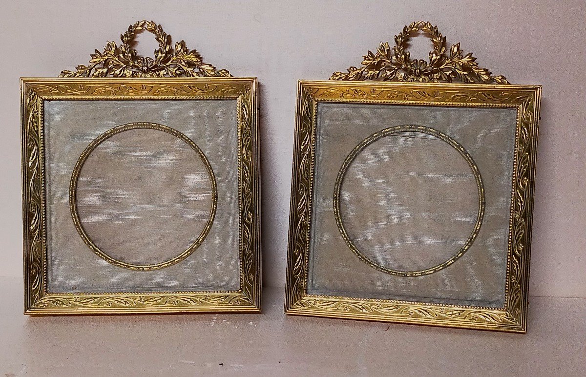 Two Louis XVI Style Brass Photo Frames