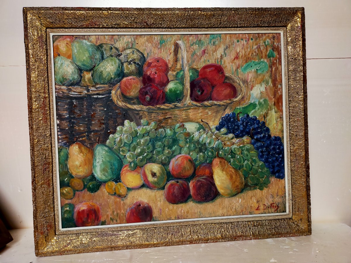 Léon Detroy Composition With Pears, Apples, Grapes, Crozant School (guillaumin, Madeline, Etc.)-photo-2