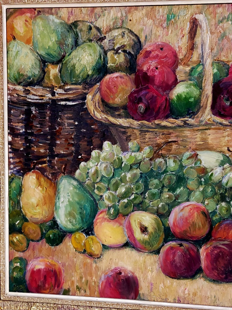 Léon Detroy Composition With Pears, Apples, Grapes, Crozant School (guillaumin, Madeline, Etc.)-photo-3