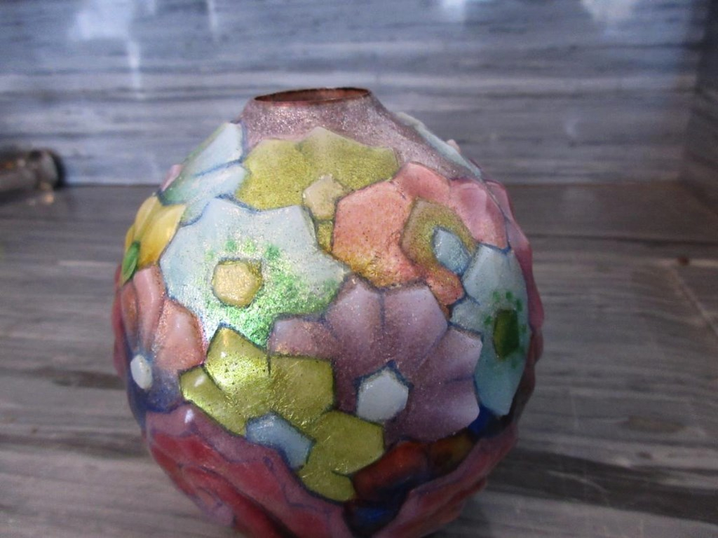 Camille Fauré Art Deco Vase Ball Enamel Limoges-photo-4