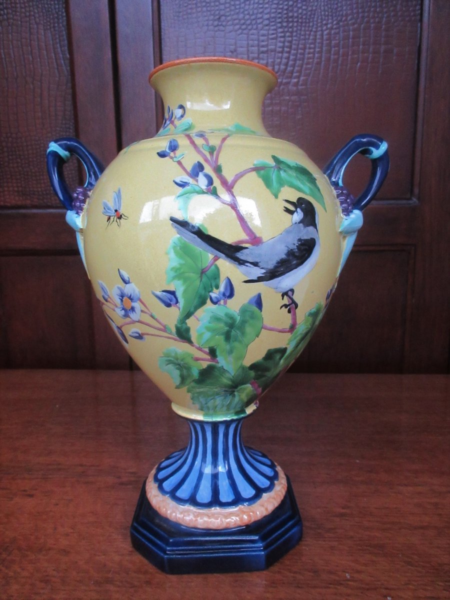 Vase Creil Montereau D&eacute;cor d&#039;Oiseau Abeille XIX&egrave;me