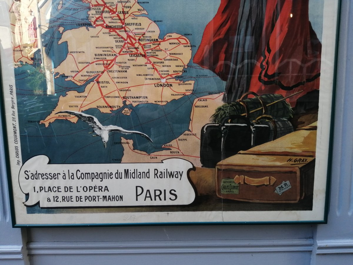 Affiche 1899  Henri Gray  Midland Railway d'Angleterre chemin de fer -photo-2