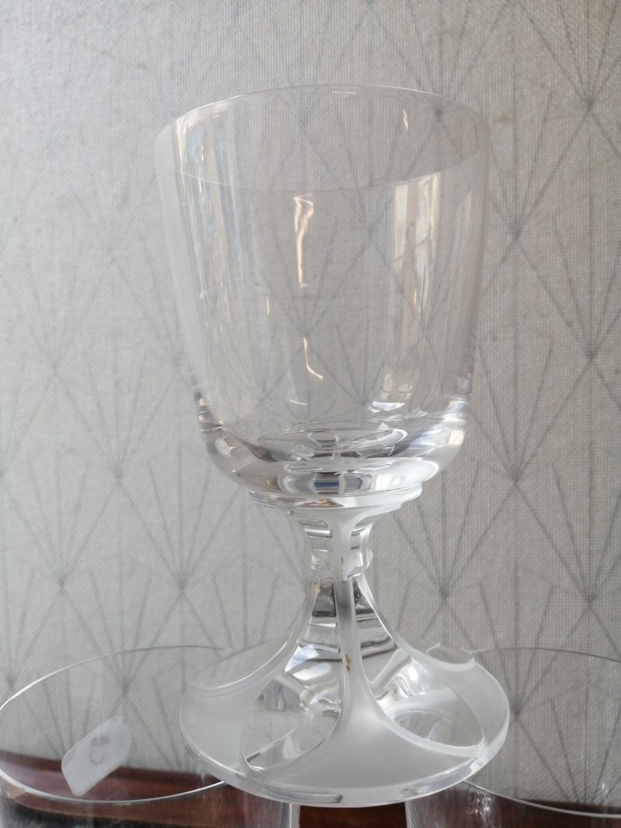 Set Of Six Crystal Water Glasses From Lalique Valençay Model-photo-4