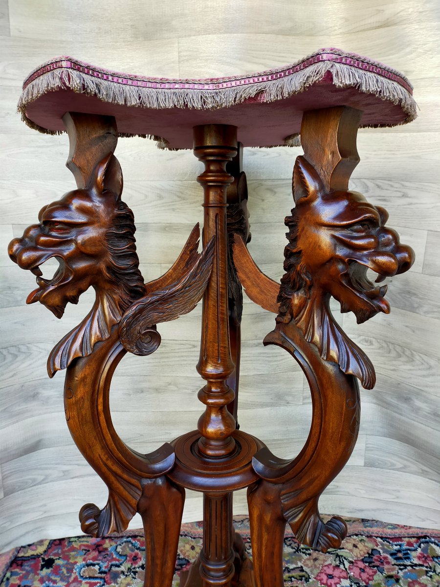 Large Neo Gothic Console Bolster With Dragon Heads-photo-5