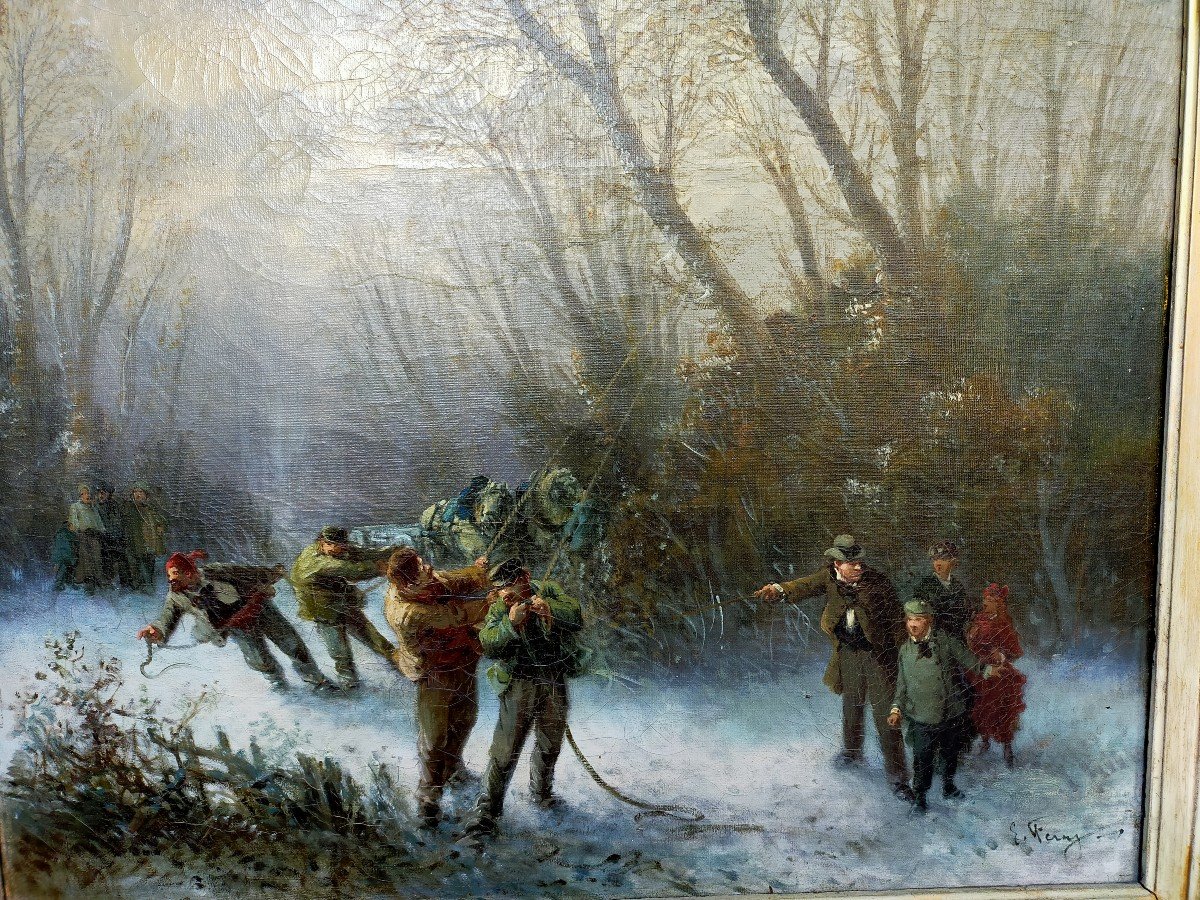 La Coupe De Bois Sous La Neige XIX&egrave;me Edouard Ferey -photo-1