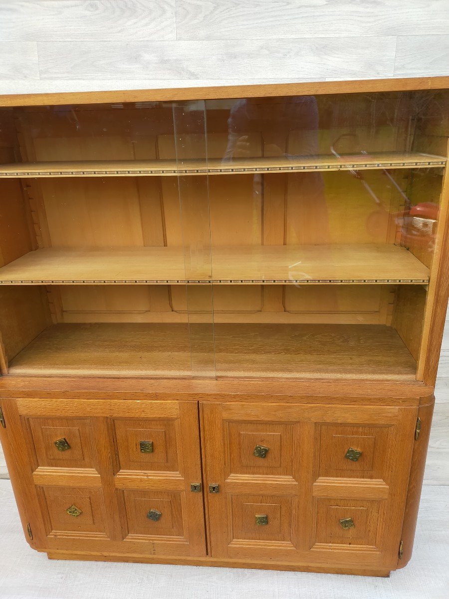 Art Deco Solid Oak Display Cabinet (louis Sognot, Gaston Poisson)-photo-1