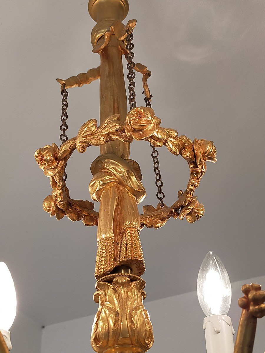 Gilt Bronze Chandelier Louis XVI Style-photo-3