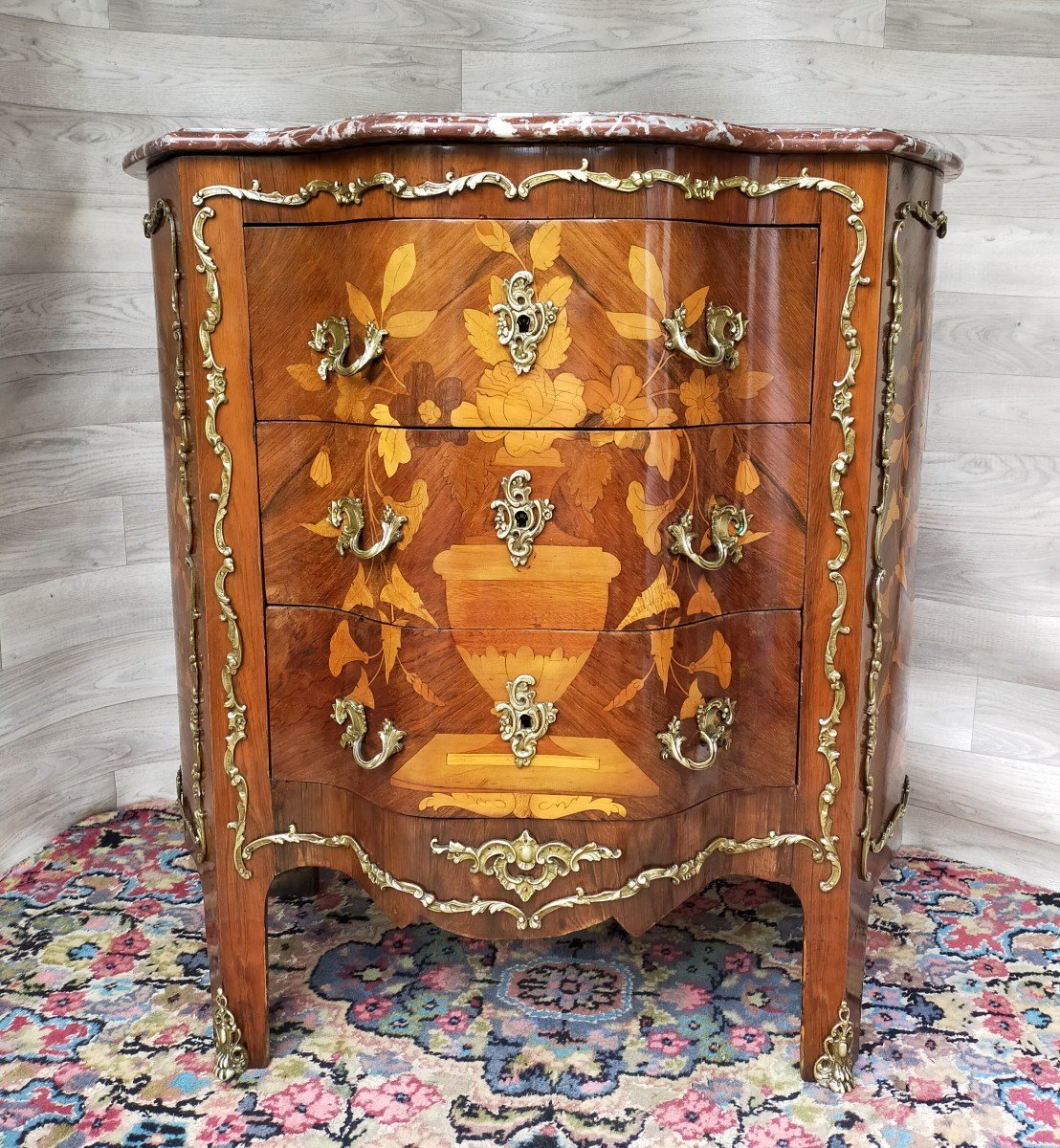 Small Marquetry And Gilt Bronze Commode