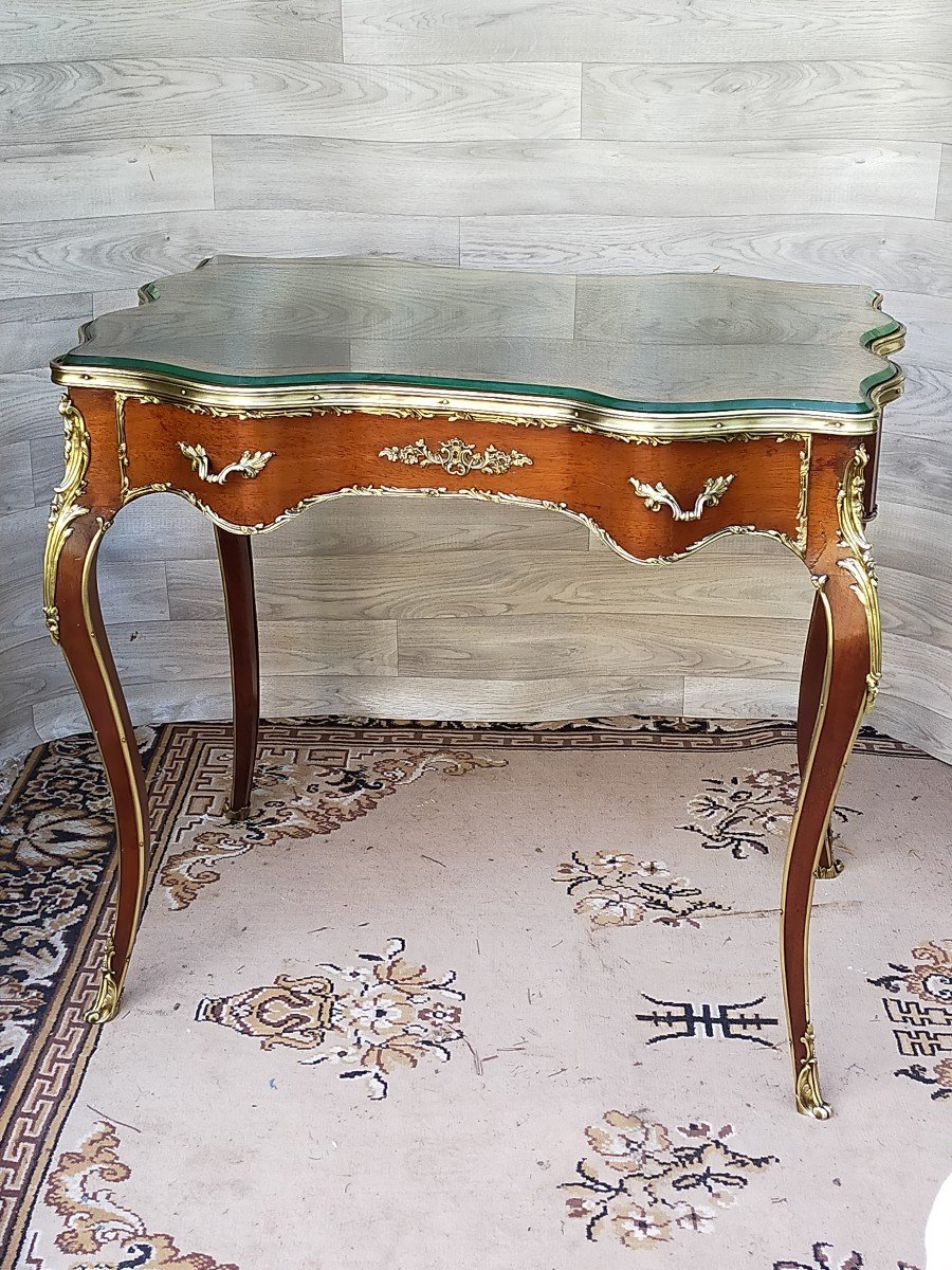 Desk In Marquetry And Gilt Bronze In The Style Of François Linke-photo-1