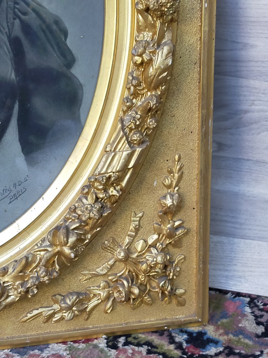 Large Gold Gilt Oval Frame For Portrait Or Mirror-photo-1