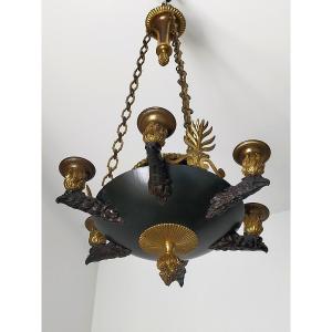 Lustre d&#039;&eacute;poque  Empire Aux Aigles  en bronze dor&eacute;