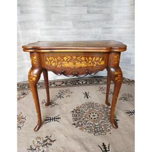 Games Table With 18th Century Chessboard In Marquetry, Console (dutch Work)