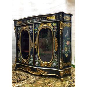 Napoleon III Furniture At Support Height With Floral Decor And Mother-of-pearl Showcase