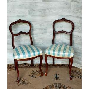 Pair Of Louis XV Walnut Bedroom Chairs 