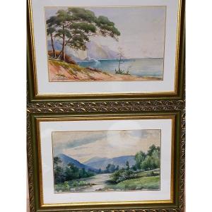 Gaston De Laperriere (1848) Pair Of Watercolors