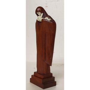 Lucienne Heuvelmans Chryselephantine Sculpture Virgin And Child Wood And Ivory Art Deco 