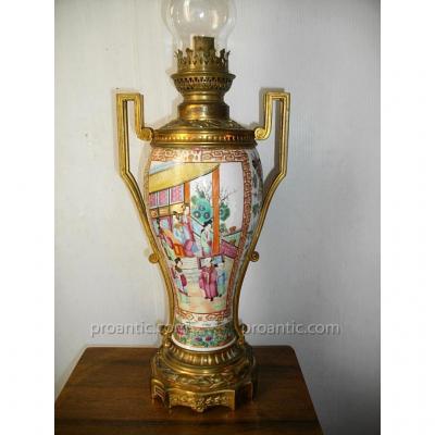 Large Porcelain Lamp China And Canton Bronze 19th