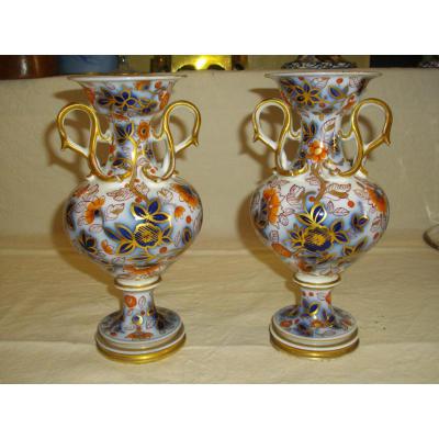 Paire De Vase Porcelaine De Bayeux 