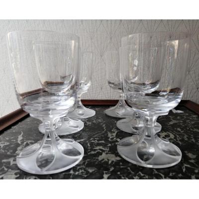 Service De Six Verres A Eau  En Cristal De Lalique modèle valençay