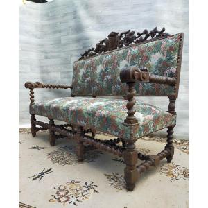 Chateau Sofa Eight Feet In Turned Wood Louis XIII