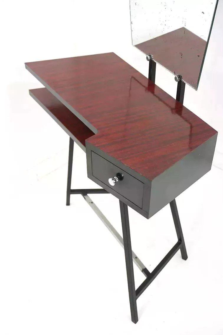 1950s Dressing Table In Black Lacquered Metal And Formica-photo-1