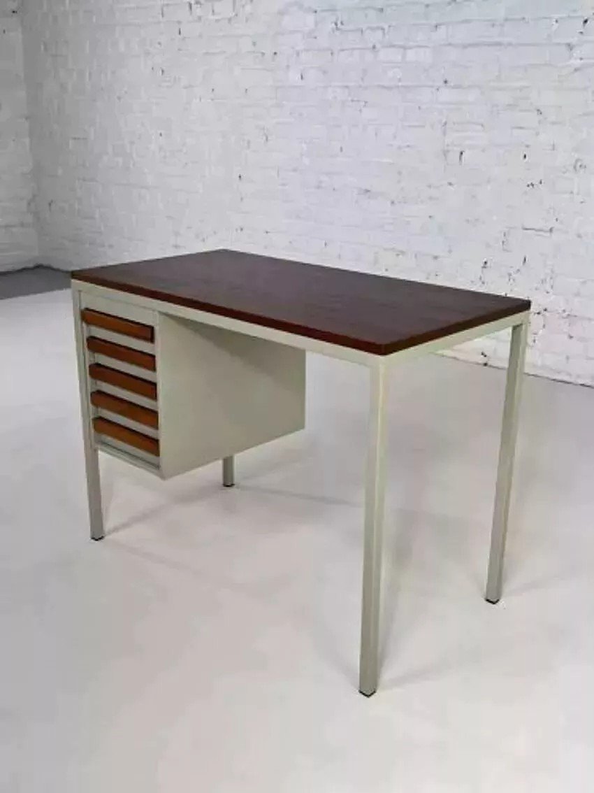 1950s Indus' Desk In Metal And Rosewood-photo-4