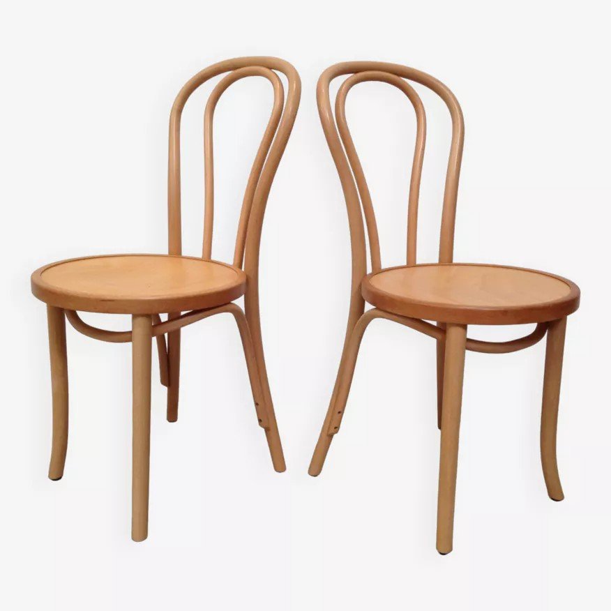 Paire De Chaises Bistrot En Bois Courbé