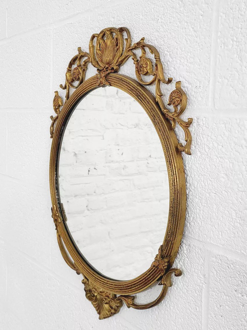 Round Brass Medallion Style Mirror-photo-3