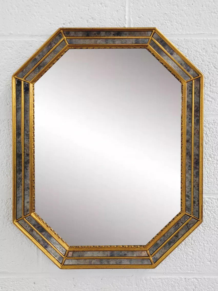 Miroir Octogonal De Style Vénitien Et à Parecloses Contour Doré-photo-7