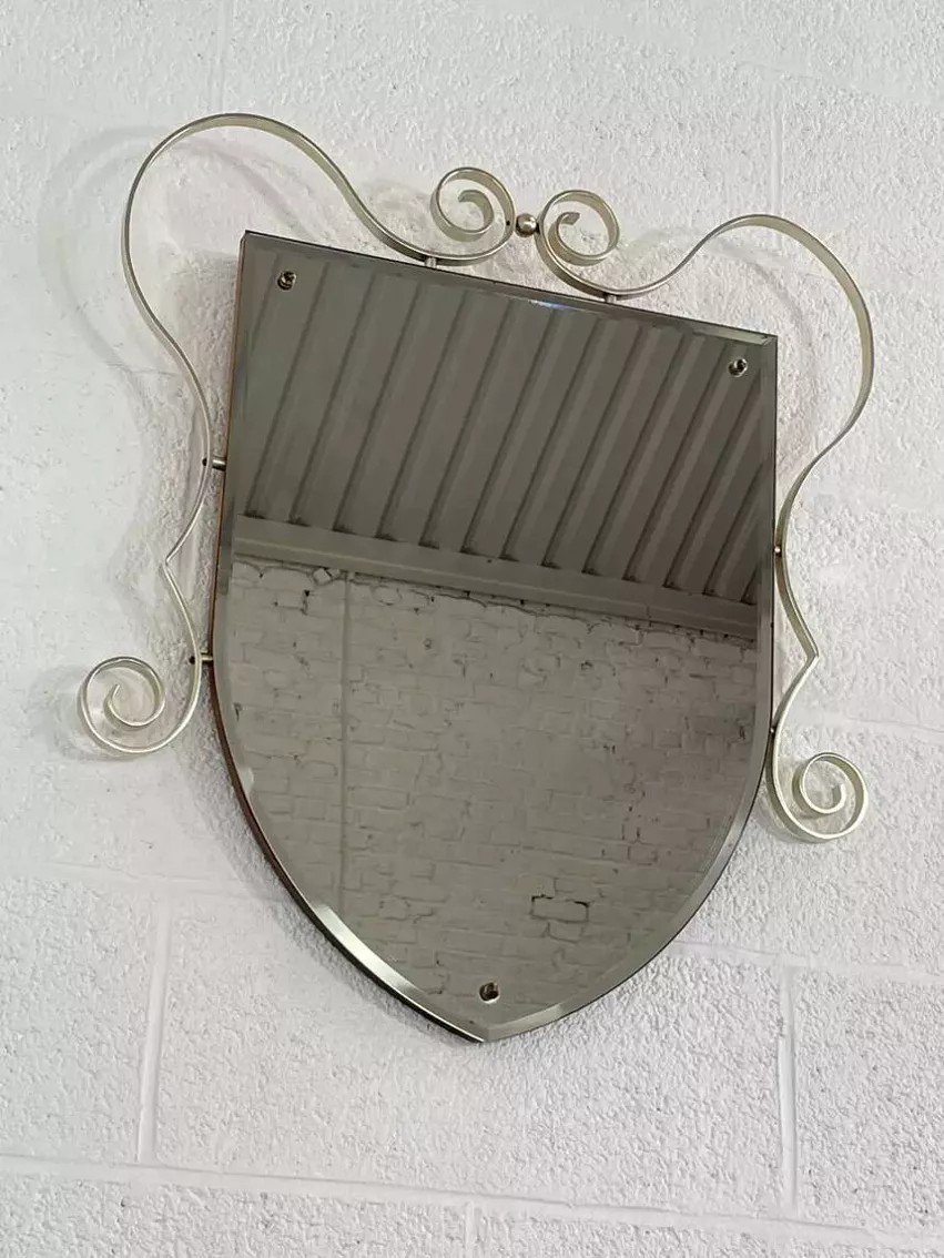 1950s Free-form Mirror And Chrome Scrolls-photo-2