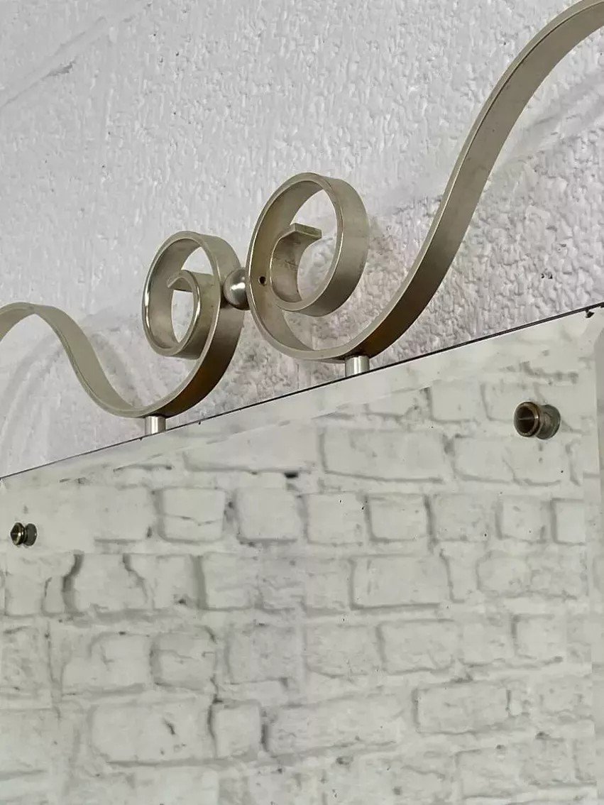 1950s Free-form Mirror And Chrome Scrolls-photo-4