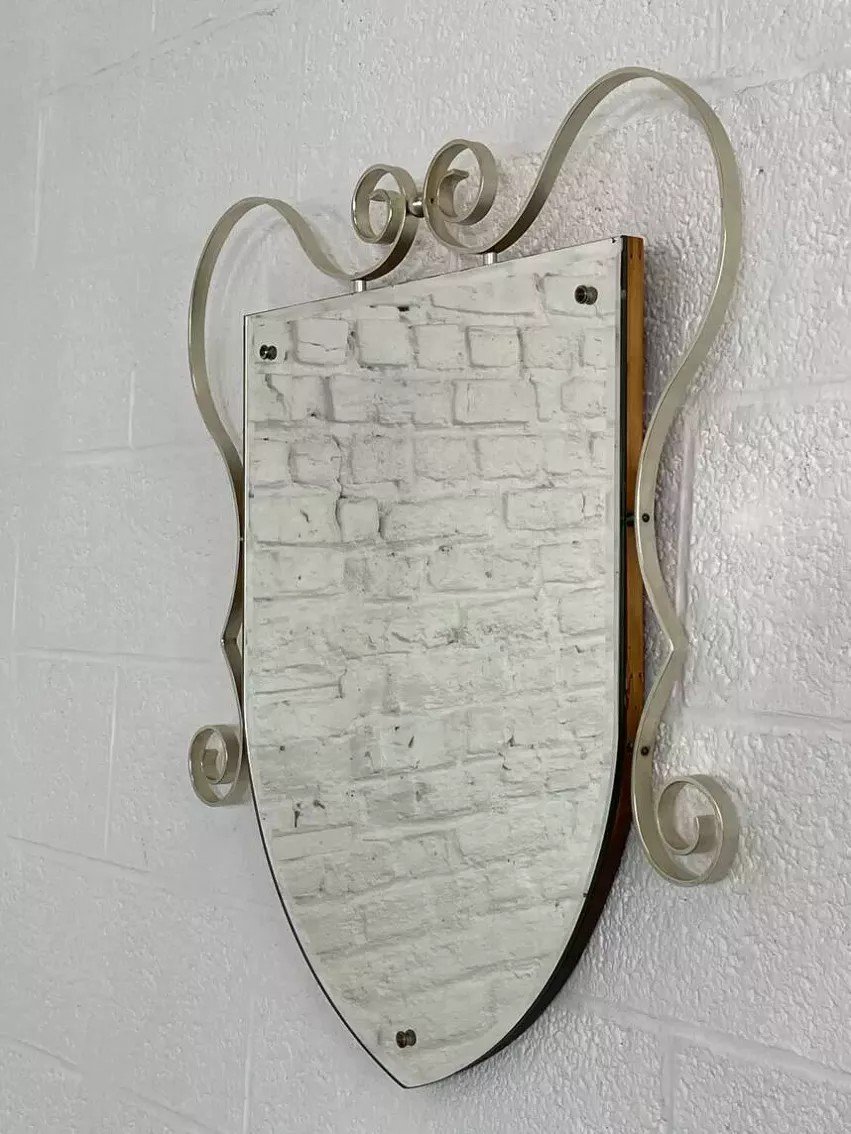 1950s Free-form Mirror And Chrome Scrolls-photo-3